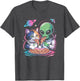 Funny Cat and Alien Sharing Pizza Space UFO Women