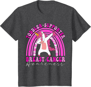 Toddler Supporter Dabbing Unicorn Breast Cancer Pink Ribbon