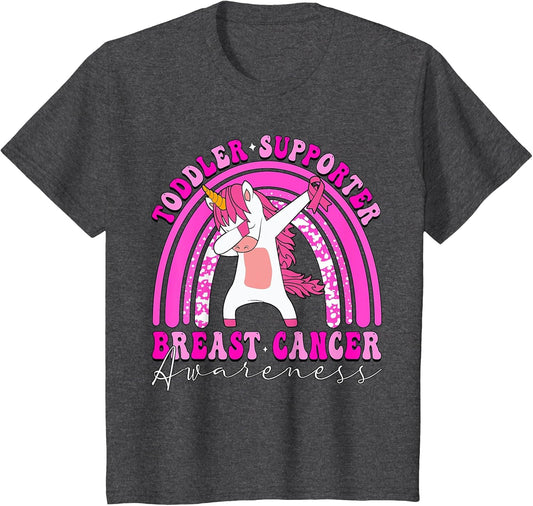 Toddler Supporter Dabbing Unicorn Breast Cancer Pink Ribbon
