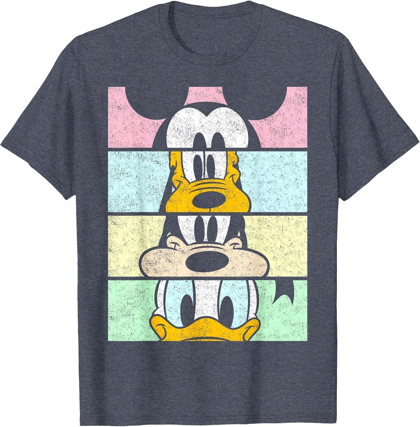 Disney Mickey and Friends Group Comic Panels , Men, Heather Blue, 4X-Large