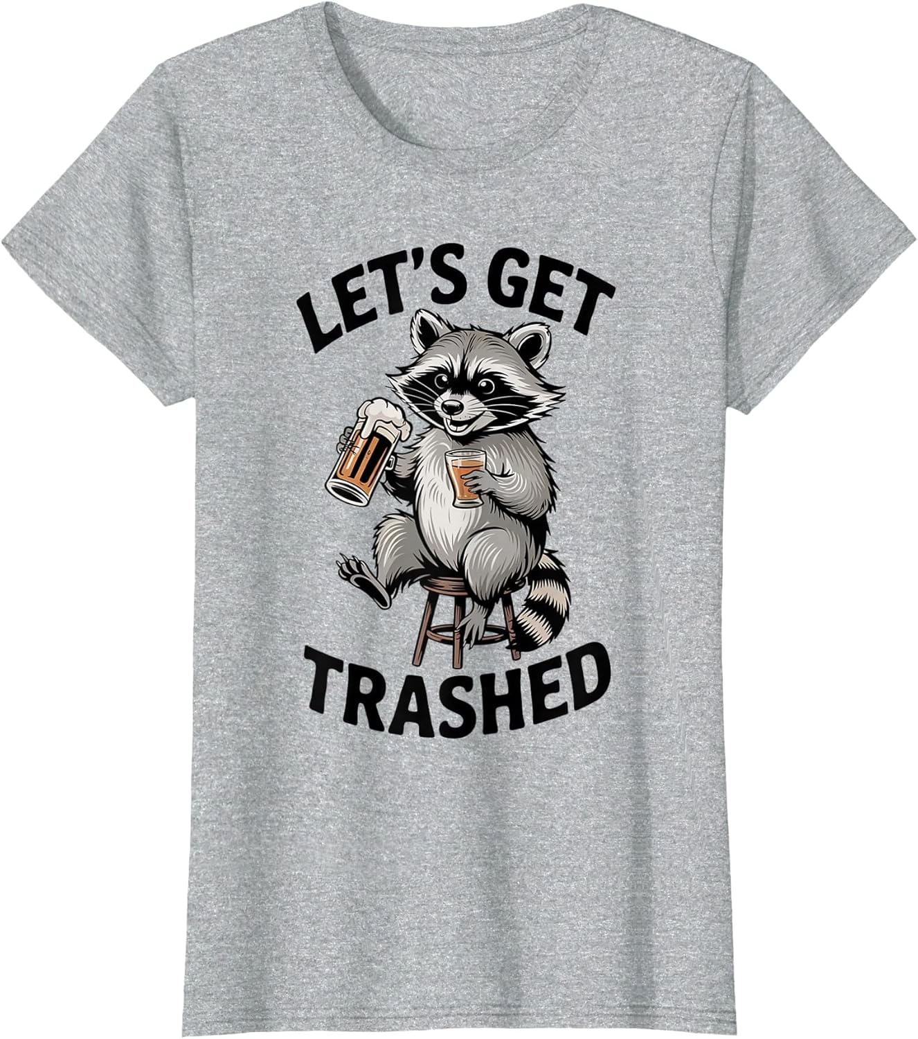 Funny Let's Get Trashed Raccoon Meme Humor Beer Drinking