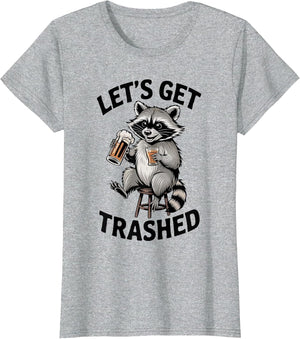 Funny Let's Get Trashed Raccoon Meme Humor Beer Drinking