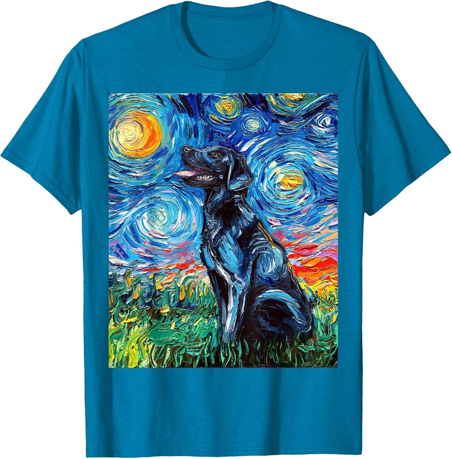 Black Labrador Starry Night Dog Art by Aja