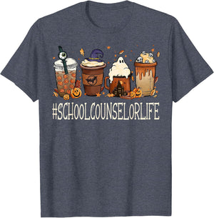 School Counselor Horror Fall Coffee Halloween Pumpkin Autumn