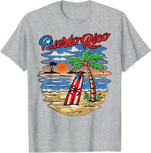 Puerto Rico Beach Puerto Rican Flag Retro Vintage 70s Sunset