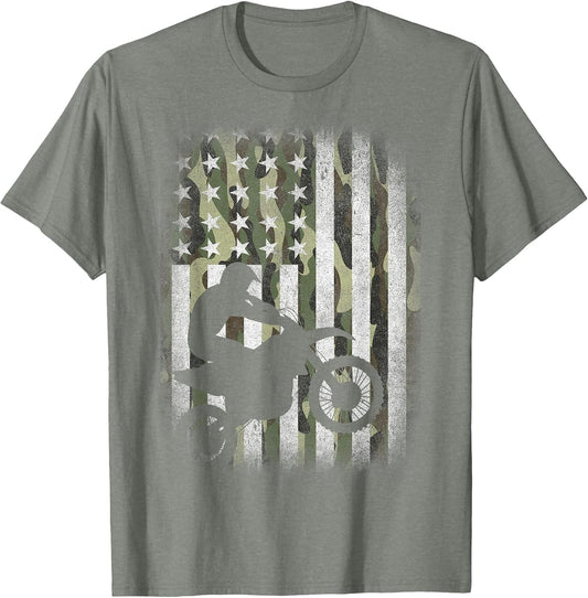 Camo Motocross Dirt Bike Racing Camouflage American US Flag