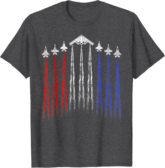 4th of July Fighter Jet Airplane Red White Blue Patriotic