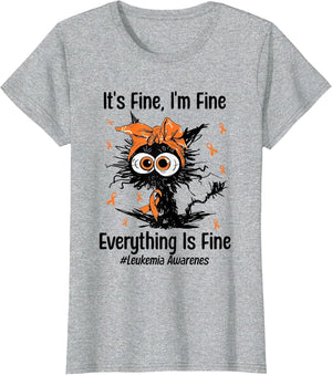 Motivational Leukemia Awareness Cat Ribbon Orange Support