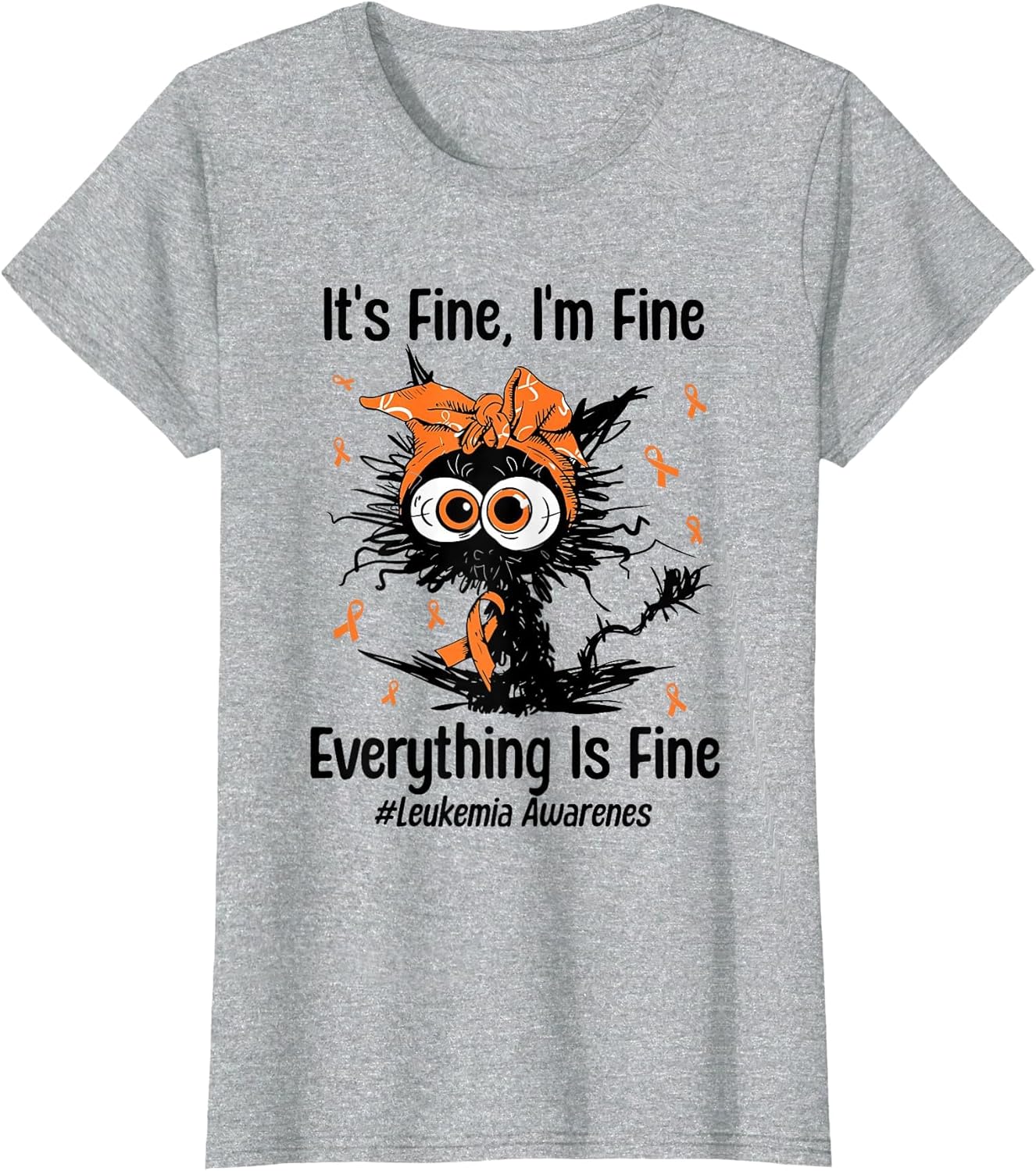 Motivational Leukemia Awareness Cat Ribbon Orange Support