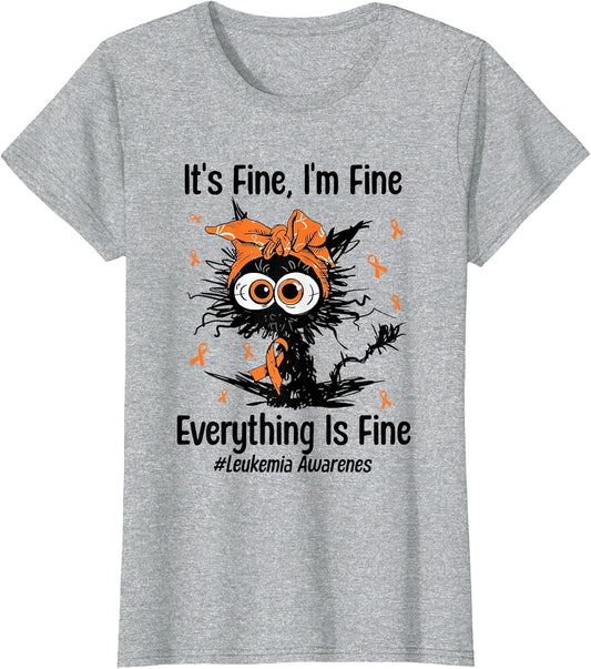 Motivational Leukemia Awareness Cat Ribbon Orange Support
