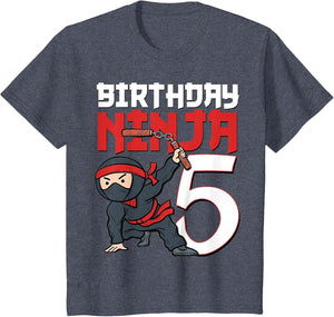 Kids 5th Birthday Ninja I'm 5 Years Old Bday Party Best Boy