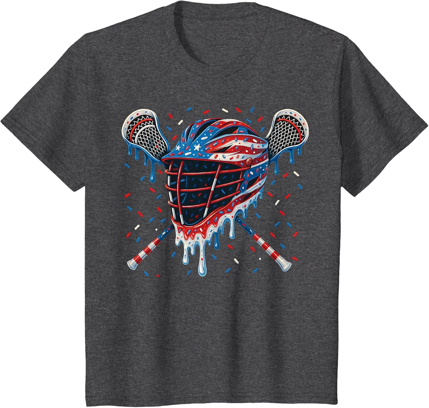 Patriotic American Flag Lacrosse Ice Cream Drip Lax Boys