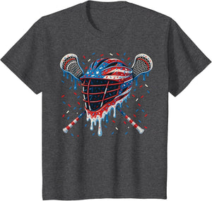 Patriotic American Flag Lacrosse Ice Cream Drip Lax Boys