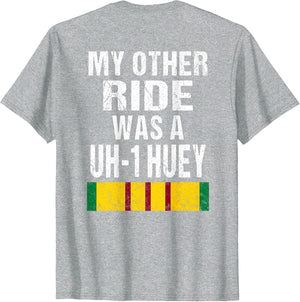 (Print on Back) Vietnam Veteran Biker UH-1 Huey Helicopter