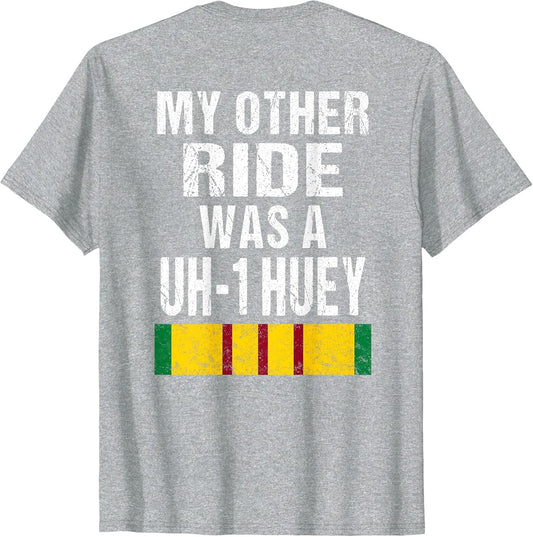 (Print on Back) Vietnam Veteran Biker UH-1 Huey Helicopter