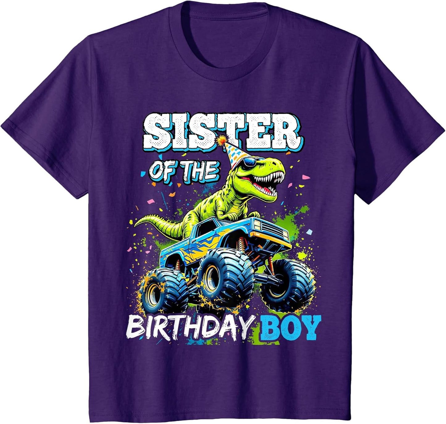 Sister of The Birthday Boy Monster Truck Dinosaur Party