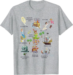 Disney Peter Pan Group Icon Poster , Men, Heather Grey, Large