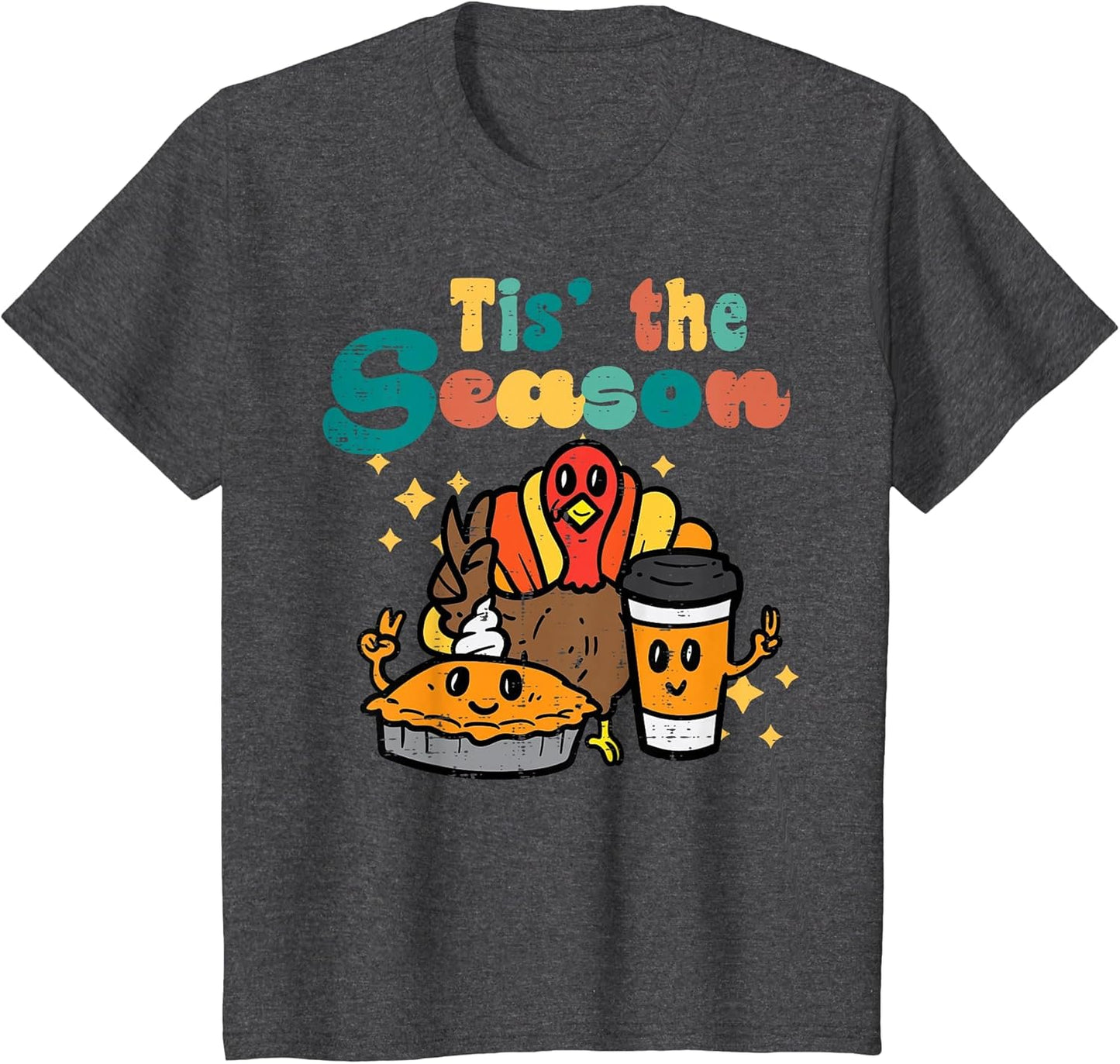 Tis The Season Turkey Pumpkin Coffee Retro Thanksgiving Fall
