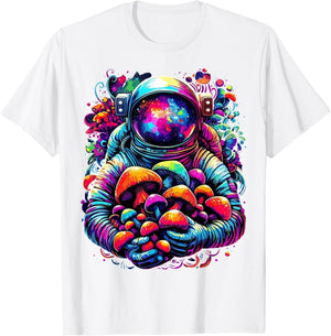 Astronaut with Mushroom in Space Galaxy