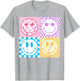 Retro Happy Face Shirt Checkered Pattern Smile Face Trendy
