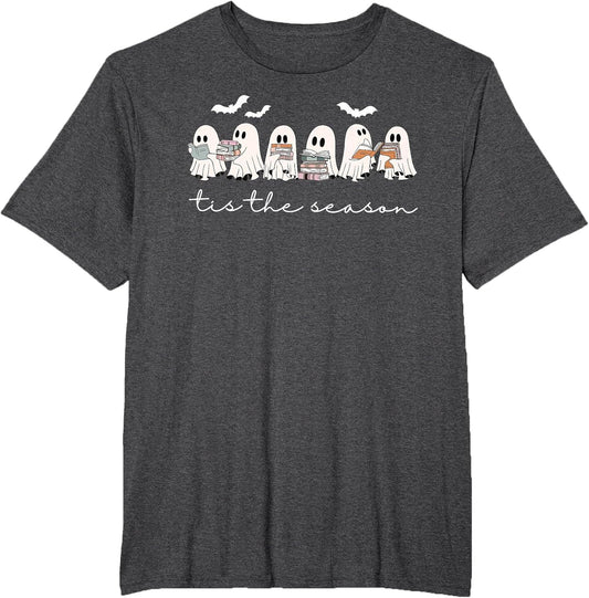 Tis The Season Ghost Halloween Reading Books Lover Teacher