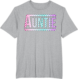 Auntie Checkered Tie Dye Family Mother's Day Pit Crew Women