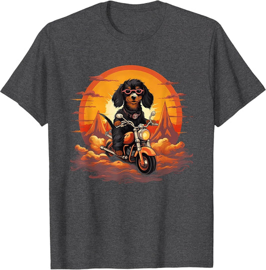 Biker Doxie Dog Riding Motorcycle