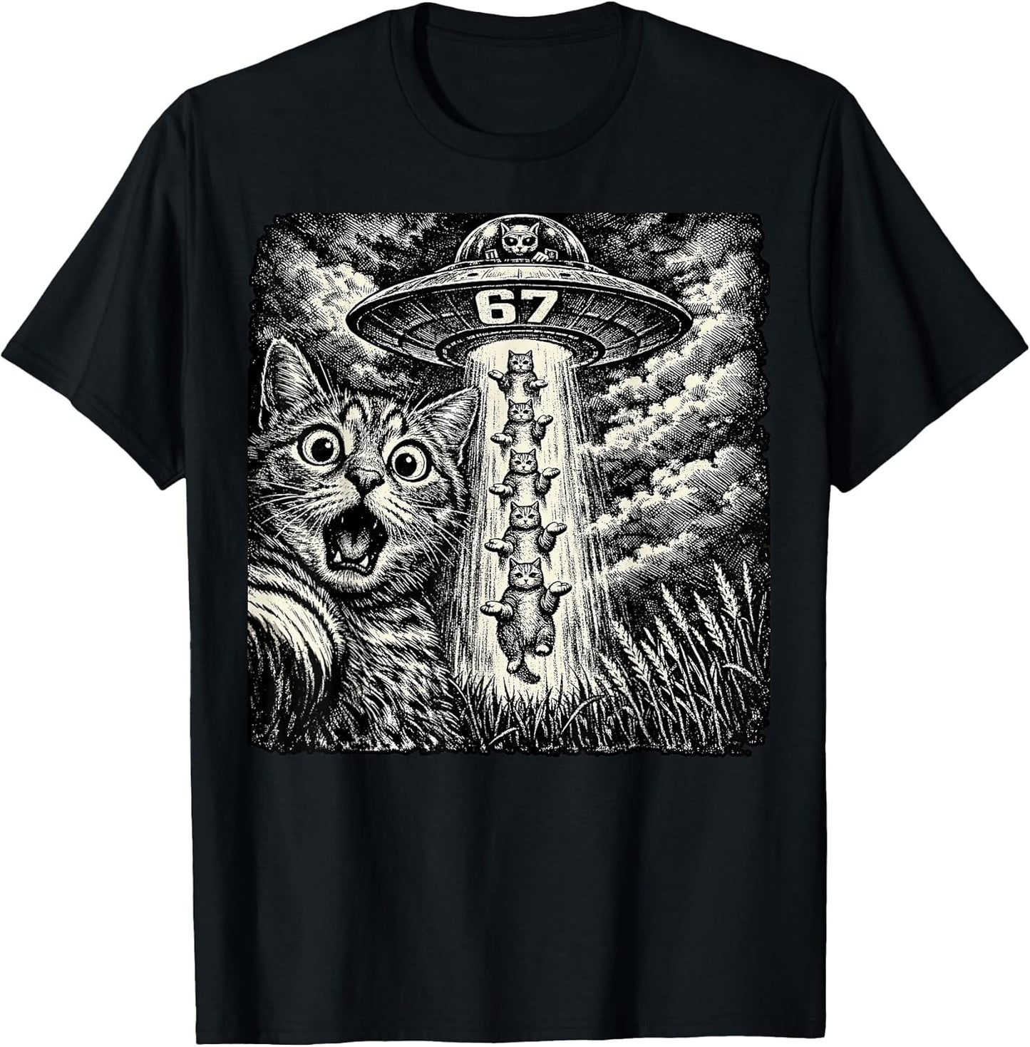 67 Meme Funny Cat Selfie Alien UFO 6 7 Men Women Kid Humor