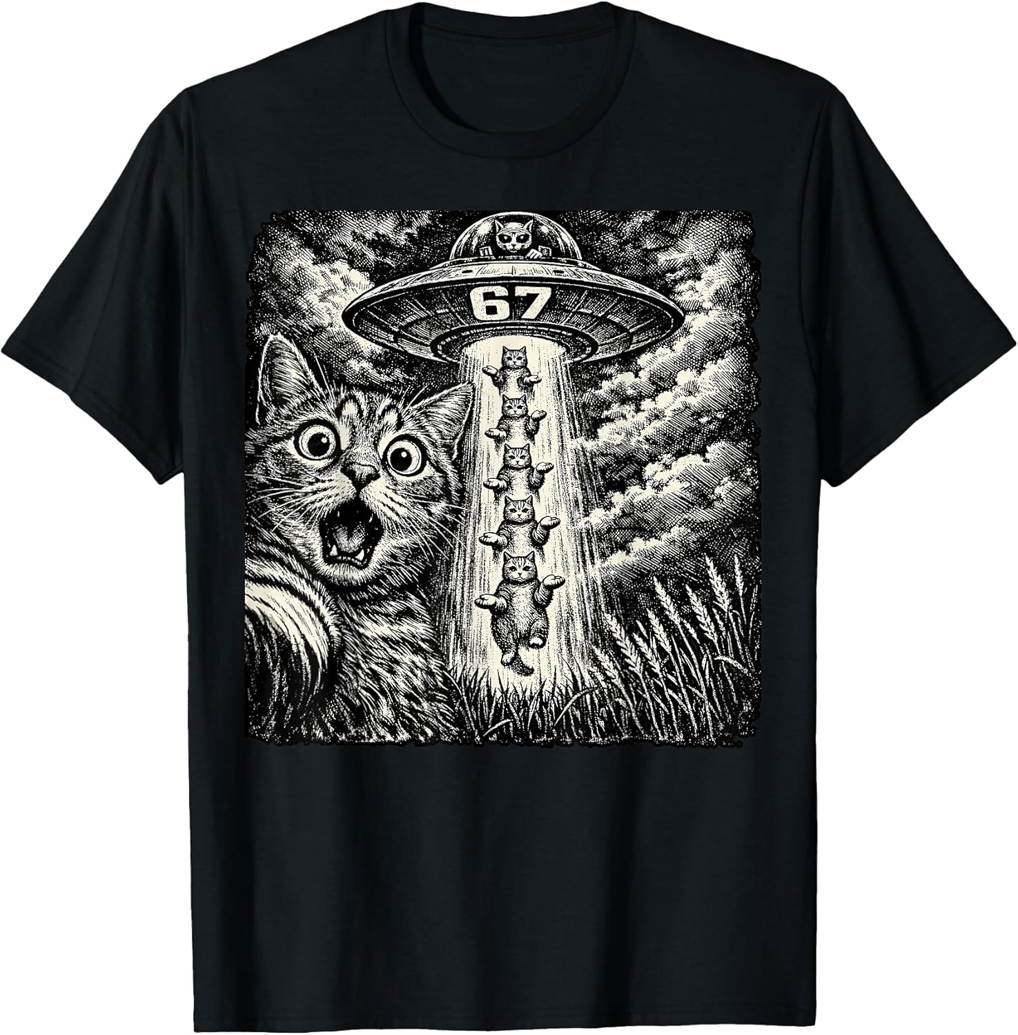 67 Meme Funny Cat Selfie Alien UFO 6 7 Men Women Kid Humor