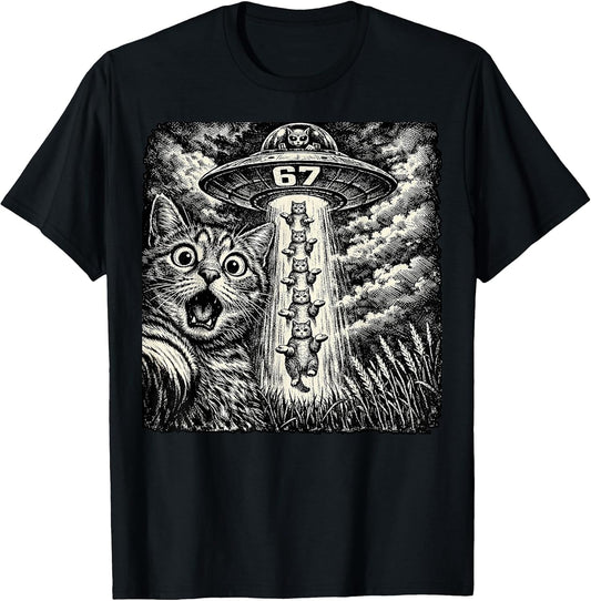 67 Meme Funny Cat Selfie Alien UFO 6 7 Men Women Kid Humor