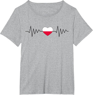 Poland Polska Polish Heartbeat Flag Heart Pride White Red