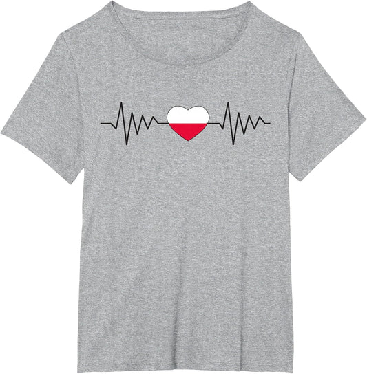 Poland Polska Polish Heartbeat Flag Heart Pride White Red