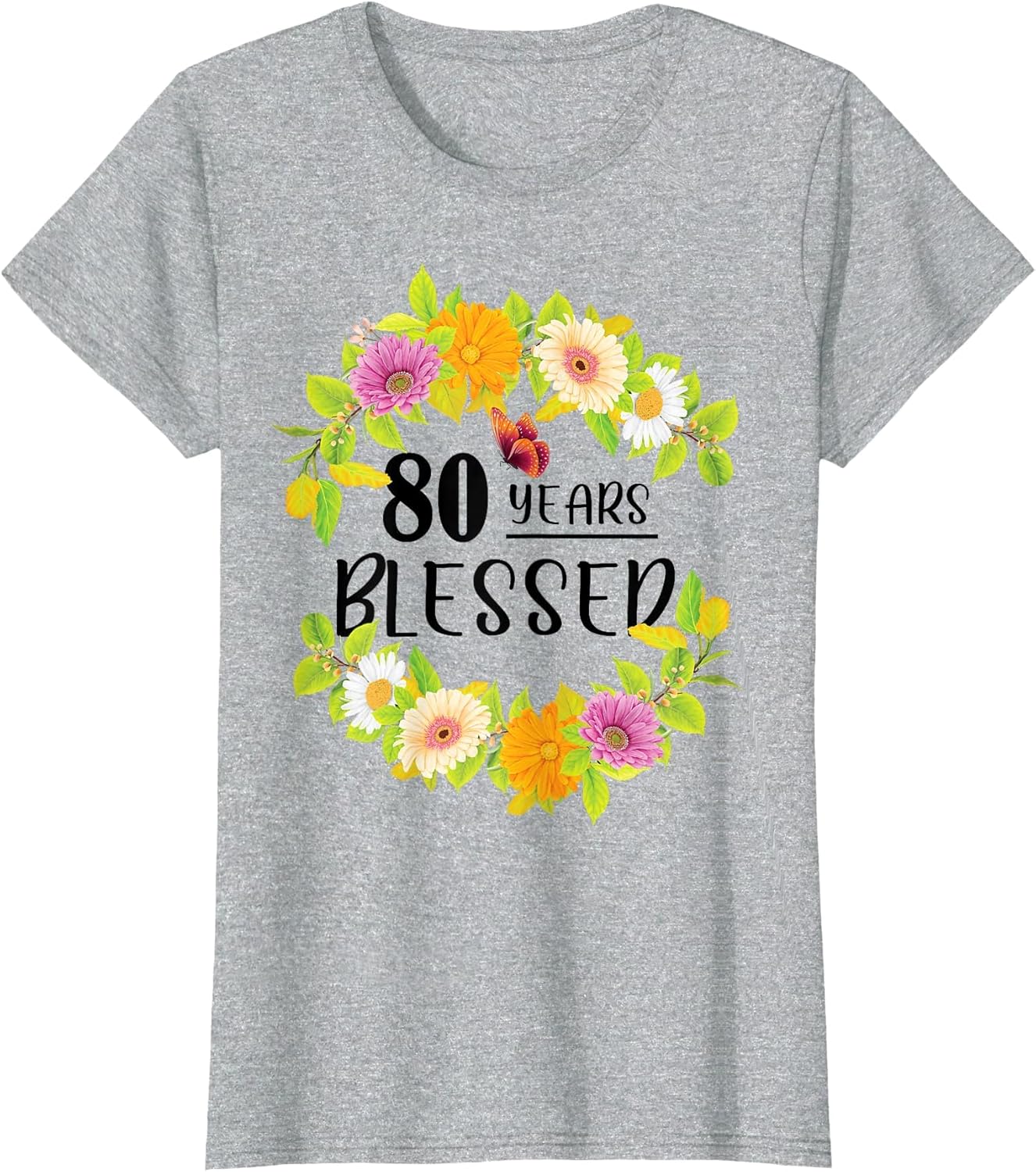 Floral Happy 80th Birthday 80 Years Blessed