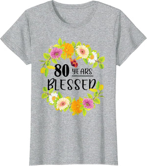 Floral Happy 80th Birthday 80 Years Blessed