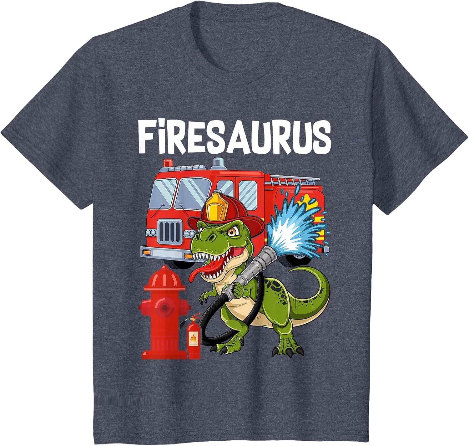 Fire Fighter Saurus Firetruck Fireman Dinosaur