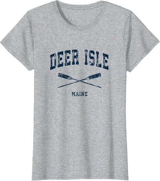 Deer Isle Maine Vintage Nautical Crossed Oars Navy