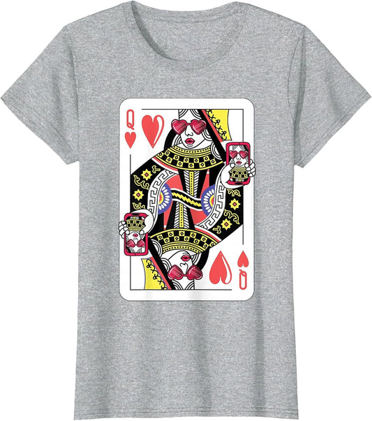 Queen of Hearts Funny Playing Card Shirt. Poker Costume Gift