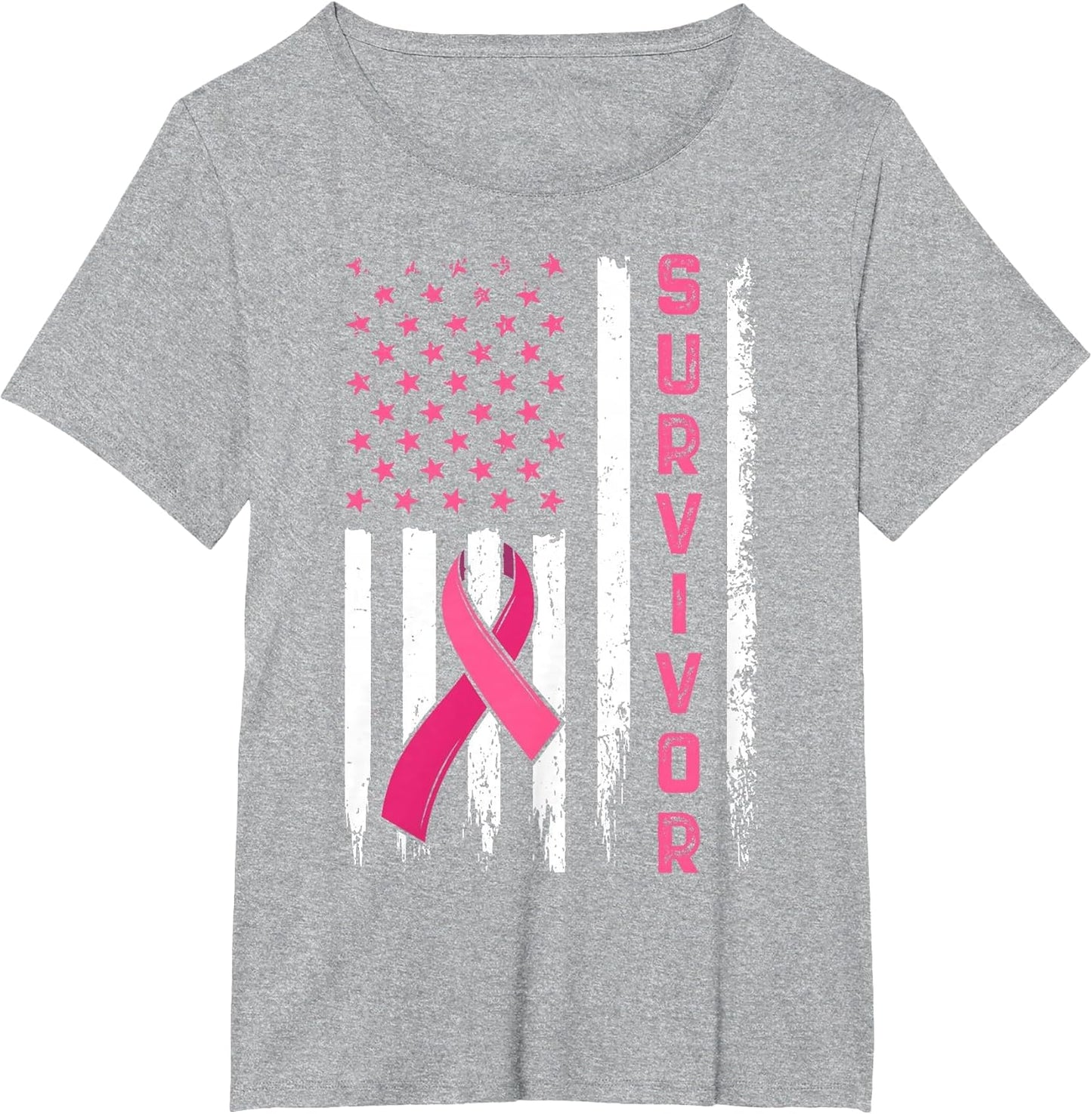Survivor Breast Cancer Awareness Pink Ribbon US Flag