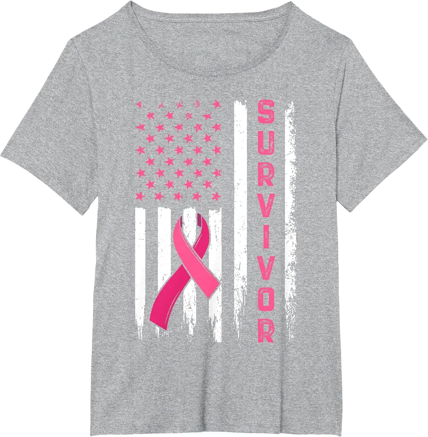 Survivor Breast Cancer Awareness Pink Ribbon US Flag