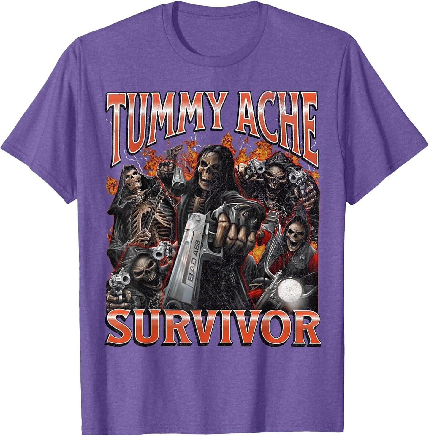 Tummy Ache Survivor Funny Hard Skeleton Meme Bootleg Graphic