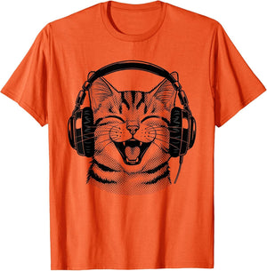 Cute Headphones Cat Funny Silly Music Cat Lover
