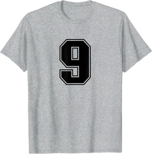 Number #9 Black Sports Fan Jersey Number