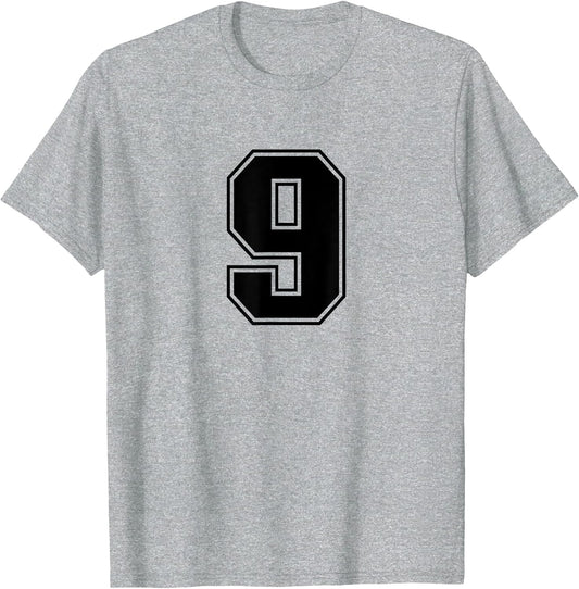 Number #9 Black Sports Fan Jersey Number