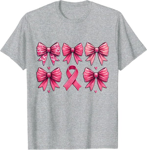 Breast Cancer Awareness Coquette Bow Mom Girls Women Warrior