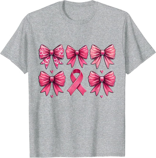 Breast Cancer Awareness Coquette Bow Mom Girls Women Warrior