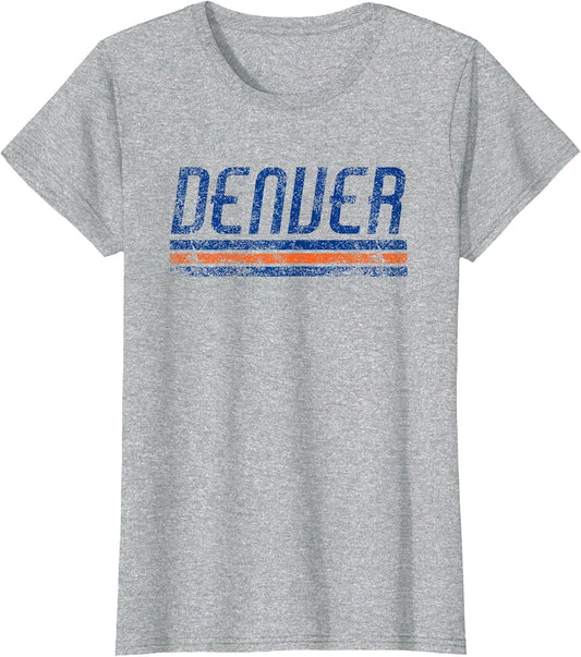 Denver Colorado Retro Vintage Weathered Stripe Throwback