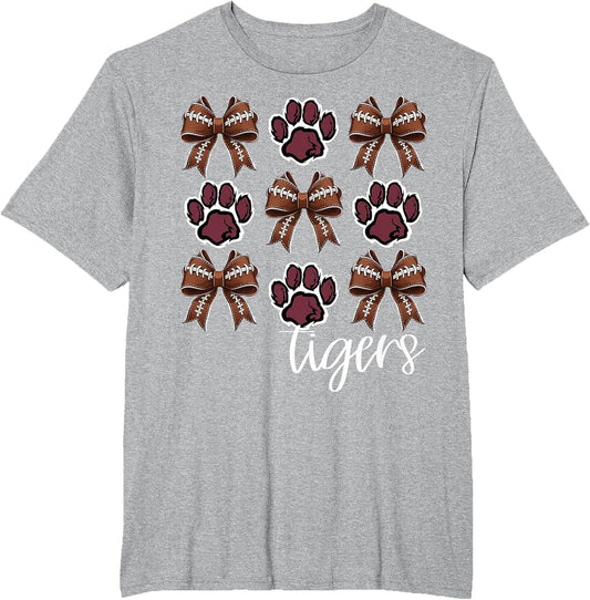 Tigers Football Mom Coquette Bows Game Day Maroon Tigers