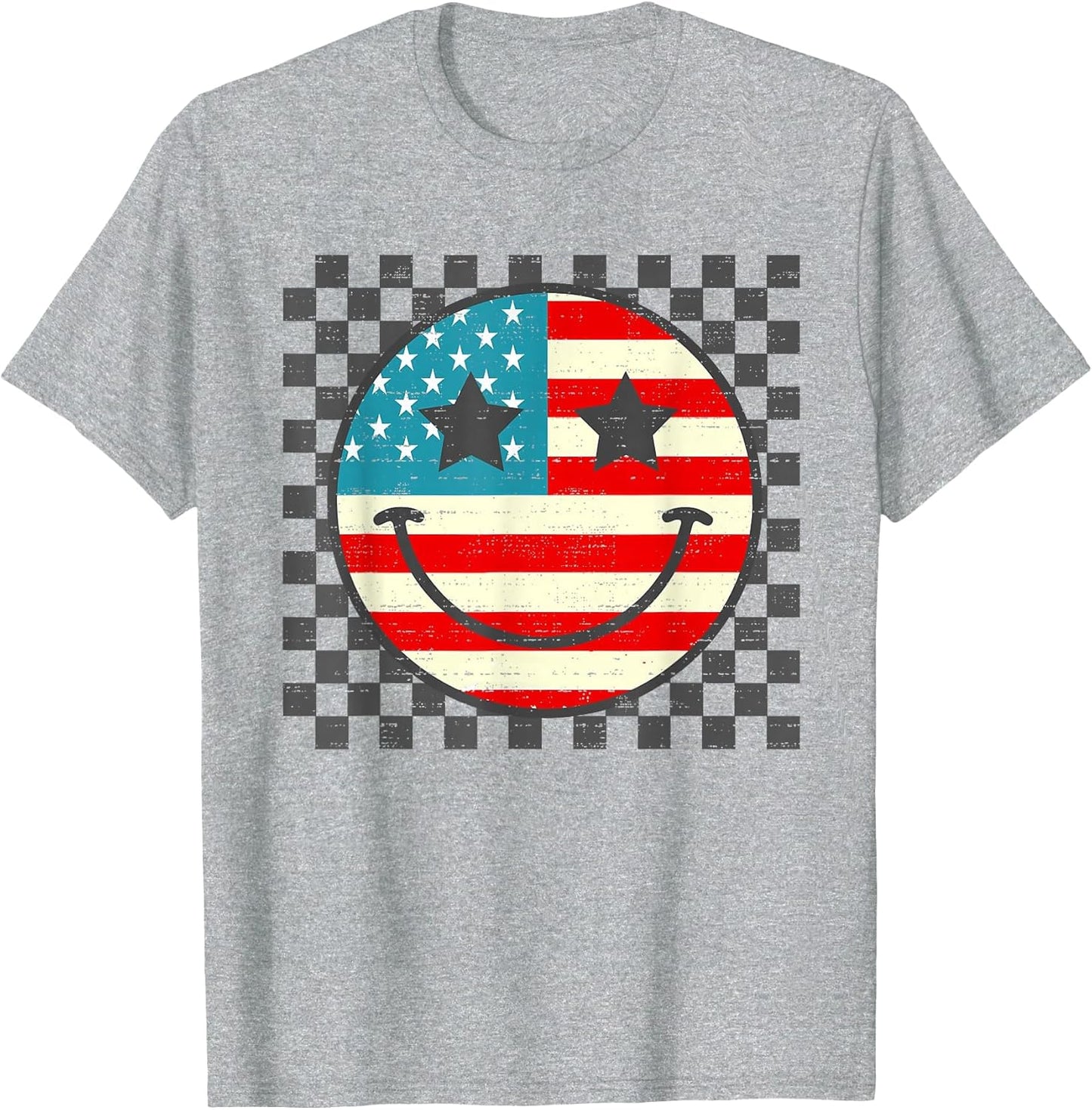 Smile Face American Flag USA Funny 4th of July Fourth
