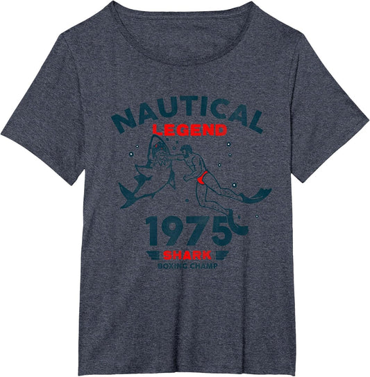 Nautical Legend Shark Boxing Champ 1975: Funny Ocean Apparel