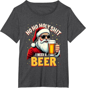 Ho Ho Holy Shit I Need a Beer Funny Santa Christmas Drinking